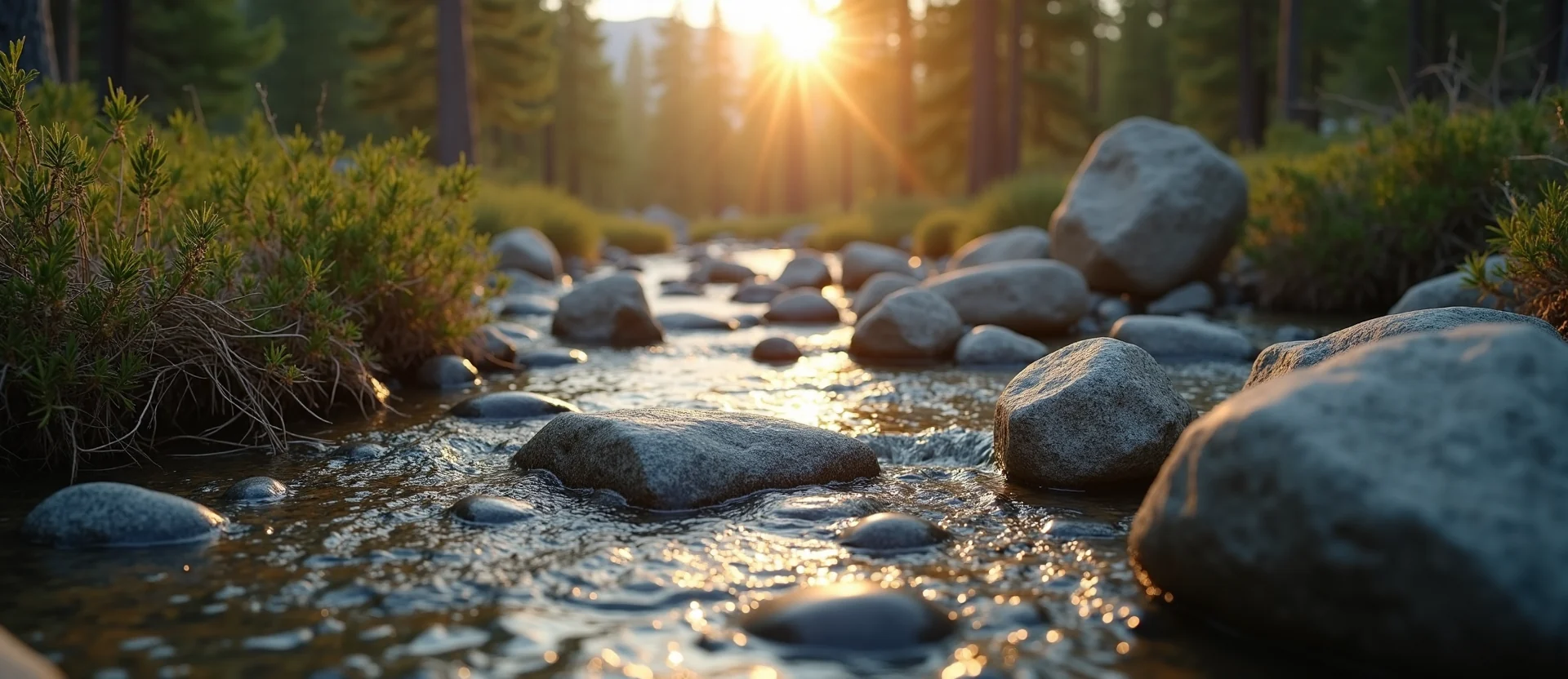 Symbolizing Flow/Cleansing: A local Bitterbrush smooth Truckee river stones. - AI Generated