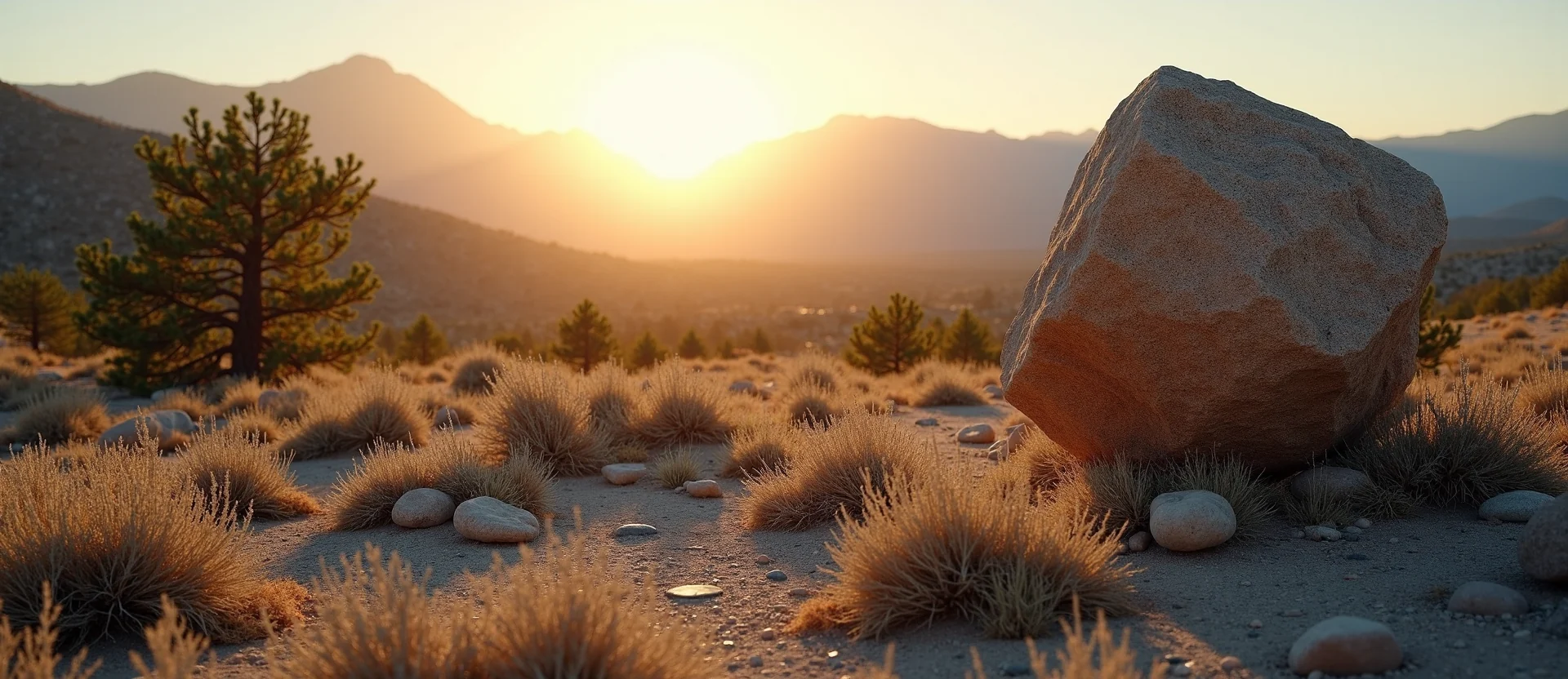 Symbolizing Stability/Peak: A local Sierra Juniper unshakable boulder. - AI Generated
