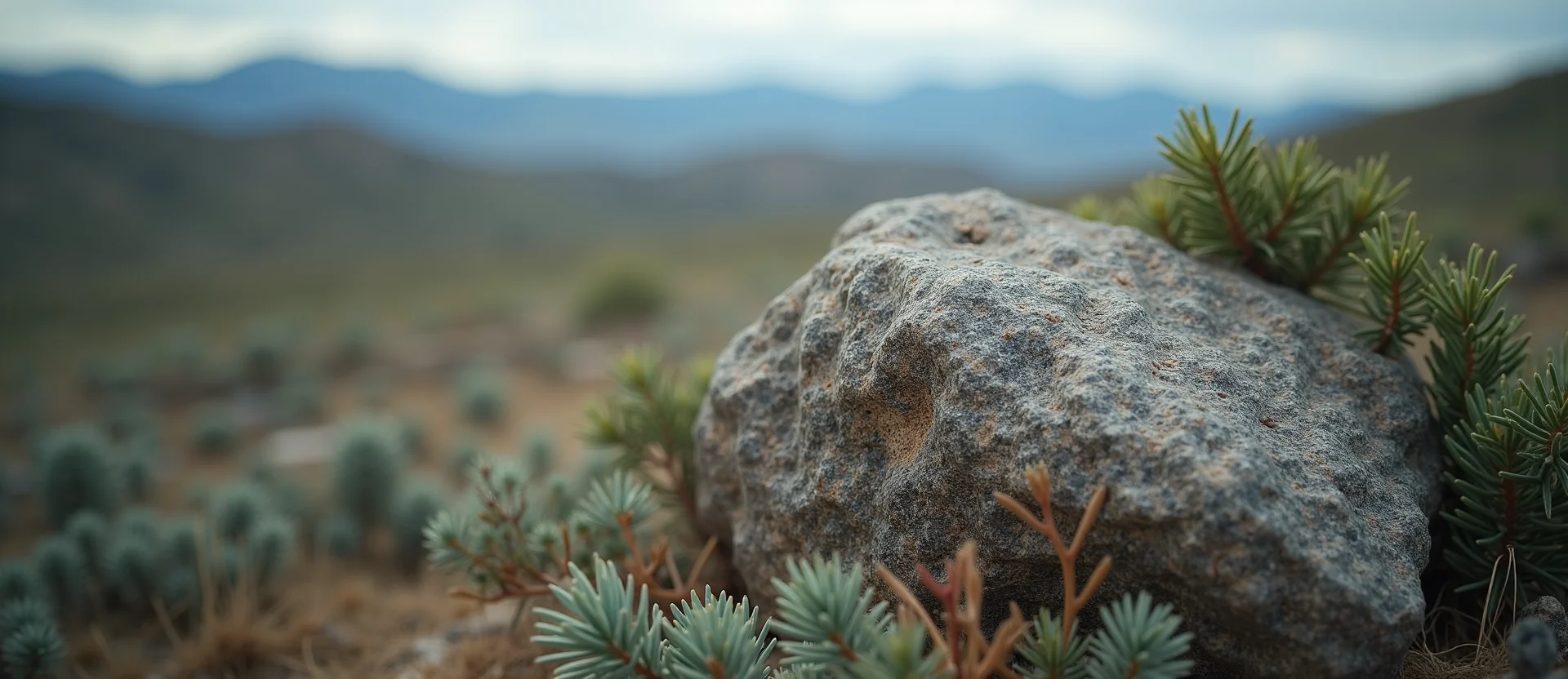 Symbolizing Stability/Peak: A local Indian Paintbrush unshakable boulder. - AI Generated