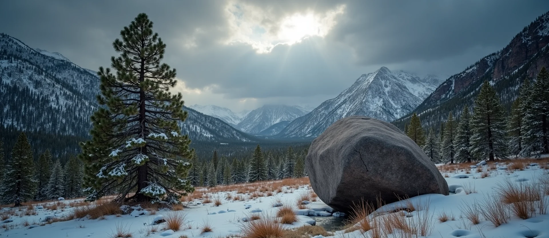 Symbolizing Stability/Peak: A local Ponderosa Pine unshakable boulder. - AI Generated