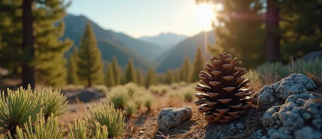 Symbolizing Seed/New Beginning: A local Mountain Mahogany opening pine cone. - AI Generated