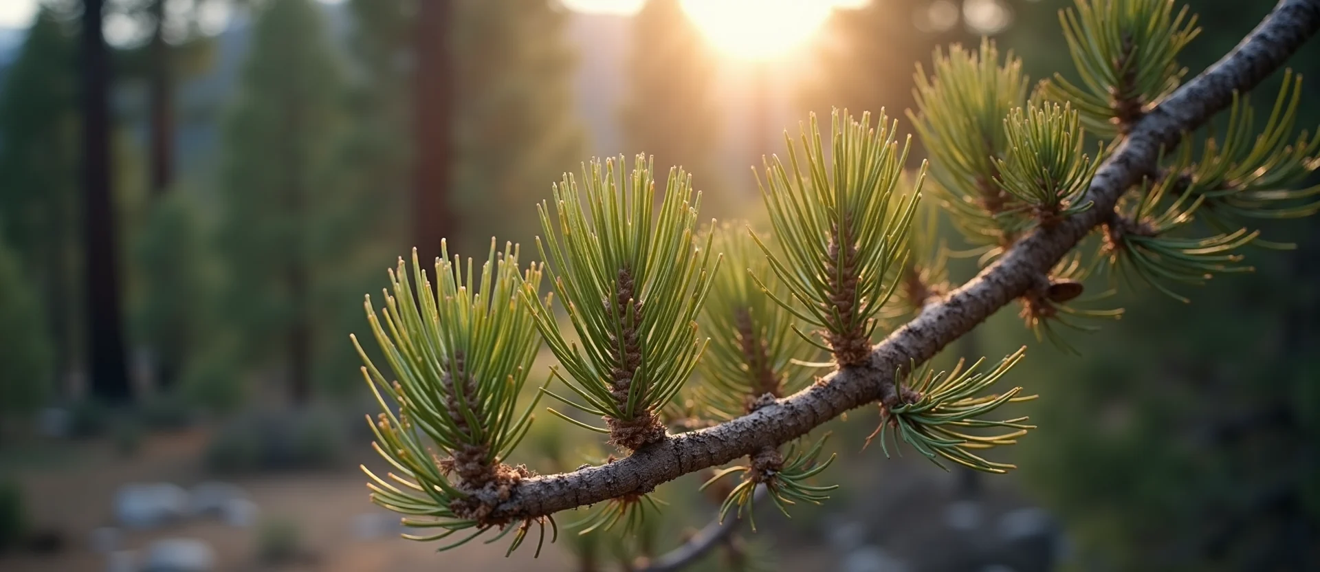 Symbolizing Growth/Resilience: A local Ponderosa Pine new branch reaching for the sky. - AI Generated