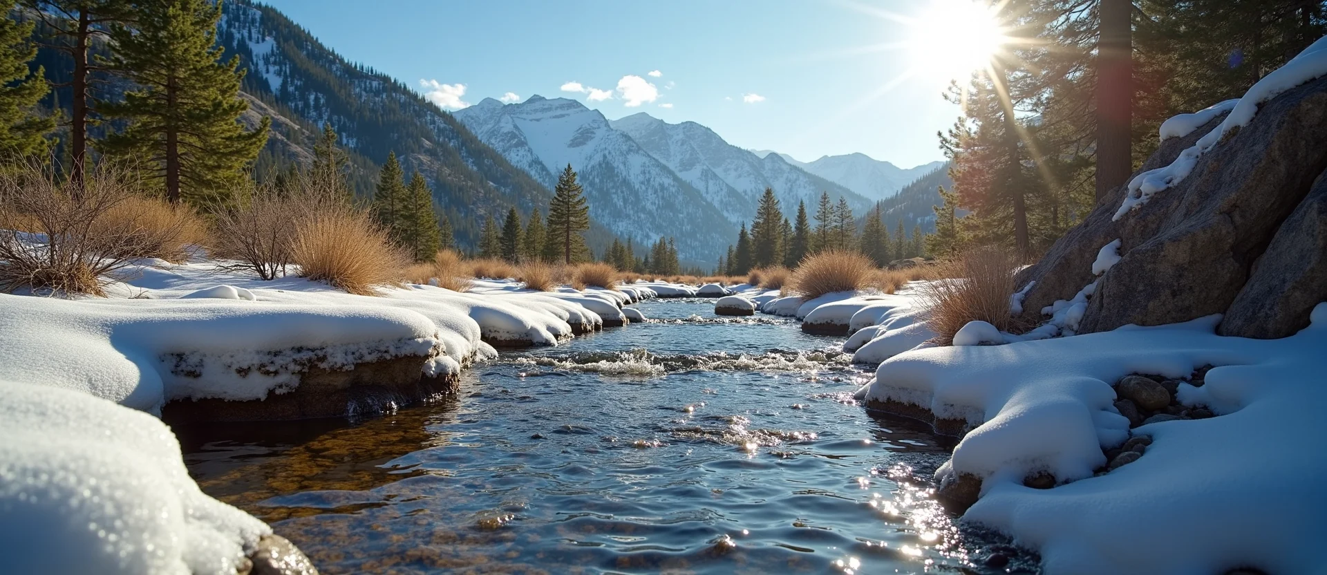 Symbolizing Flow/Cleansing: A local Sierra Juniper babbling mountain creek. - AI Generated