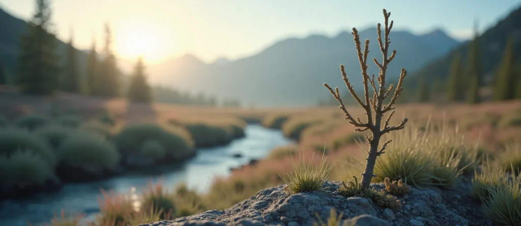 Symbolizing Growth/Resilience: A local Indian Paintbrush new branch reaching for the sky. - AI Generated