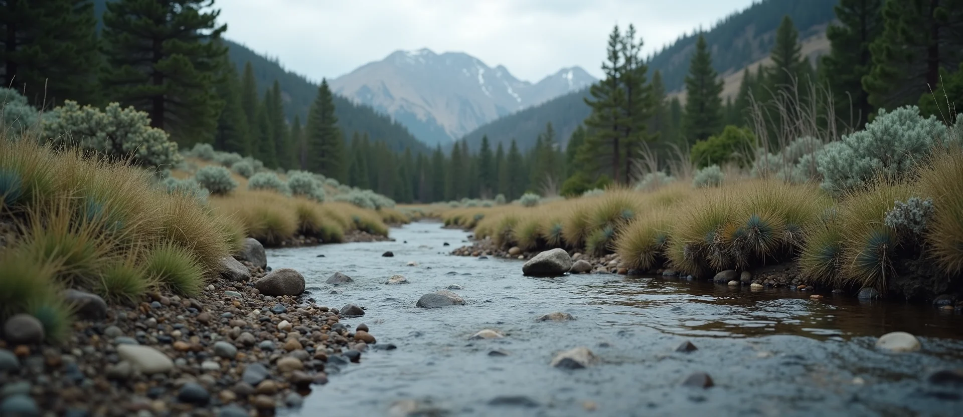 Symbolizing Flow/Cleansing: A local Sierra Juniper babbling mountain creek. - AI Generated