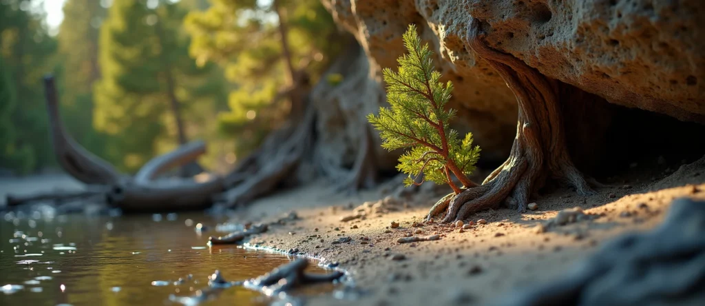 Symbolizing Growth/Resilience: A local Mountain Mahogany tree growing out of a rock cleft. - AI Generated