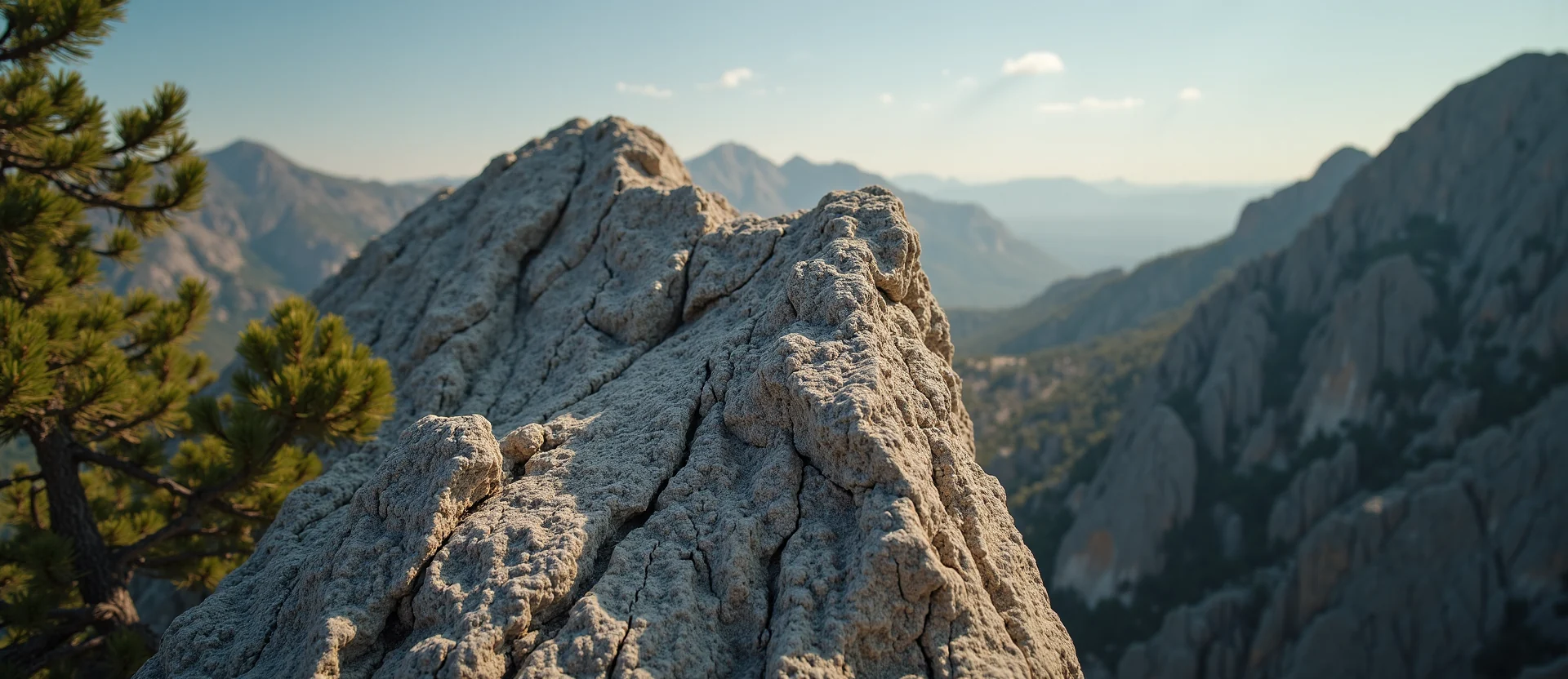 Symbolizing Stability/Peak: A local Mountain Mahogany jagged granite peak. - AI Generated