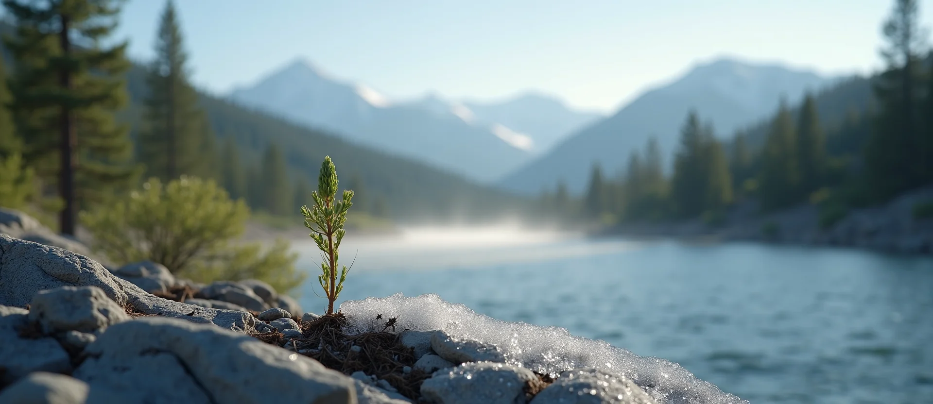 Symbolizing Seed/New Beginning: A local Mountain Mahogany sprouting sagebrush seedling. - AI Generated