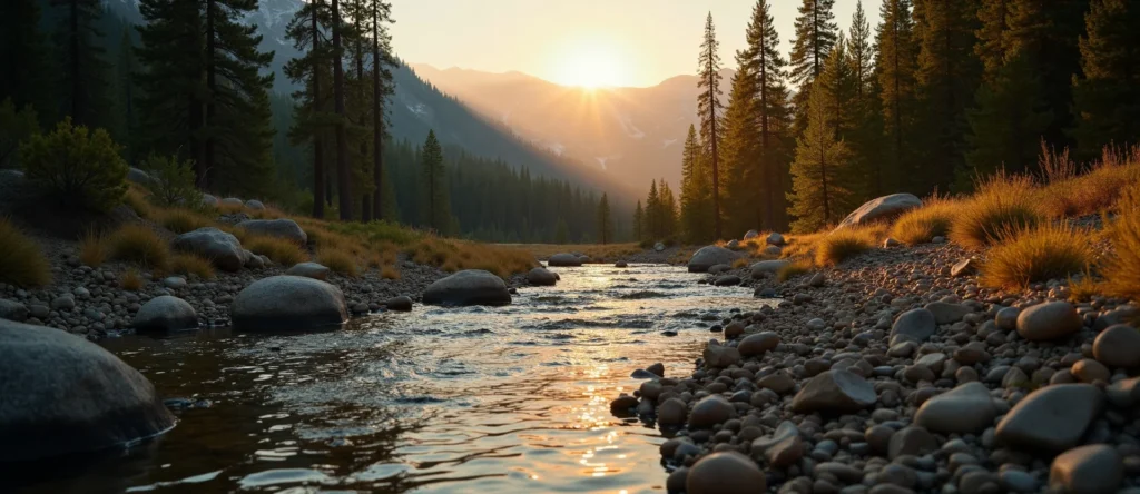 Symbolizing Flow/Cleansing: A local Ponderosa Pine babbling mountain creek. - AI Generated