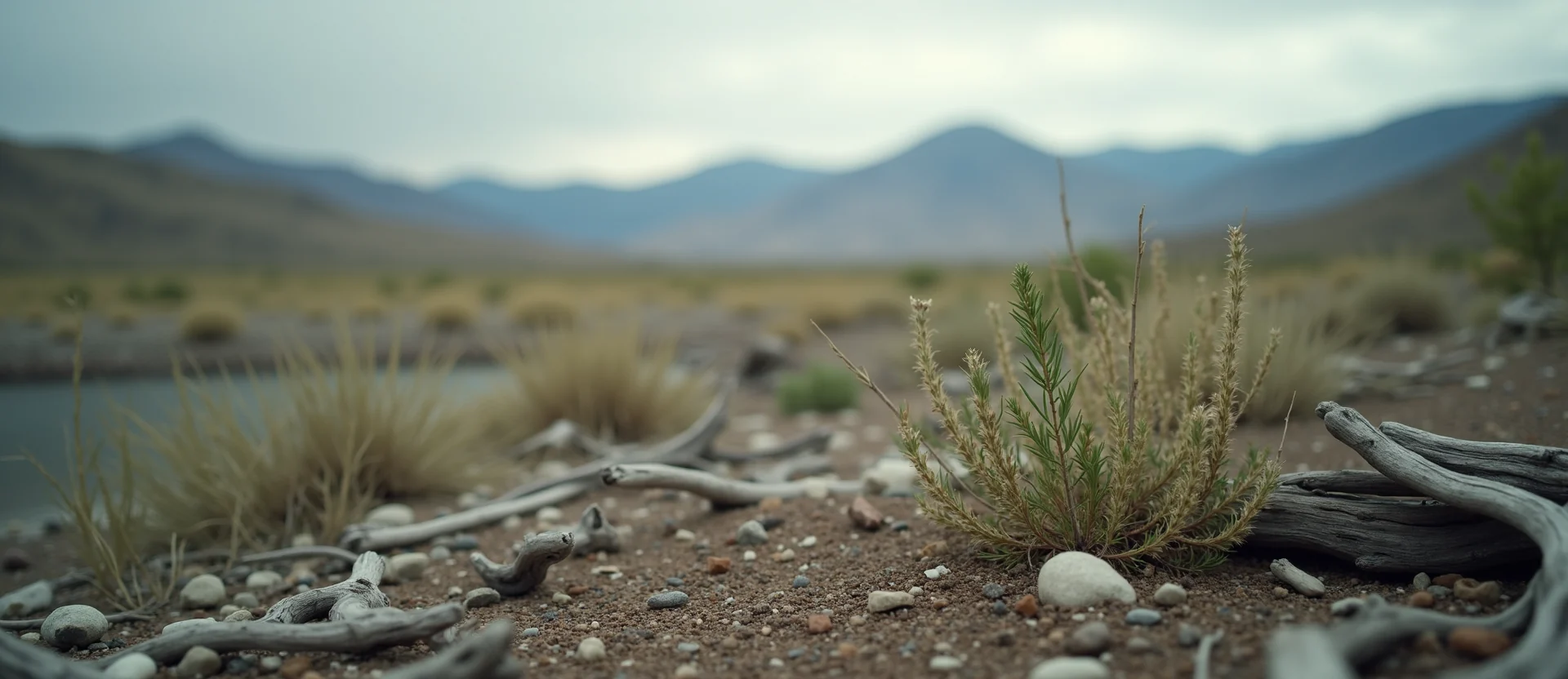 Symbolizing Seed/New Beginning: A local Desert Peach sprouting sagebrush seedling. - AI Generated