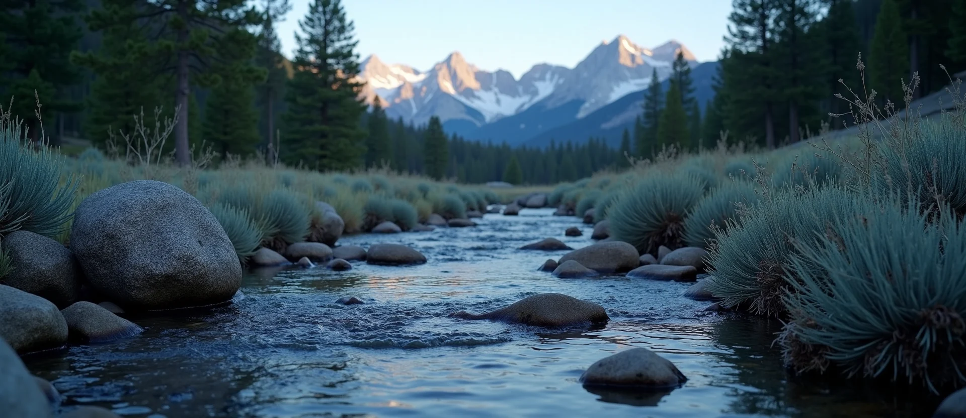 Symbolizing Flow/Cleansing: A local Ponderosa Pine clear cold snowmelt stream. - AI Generated