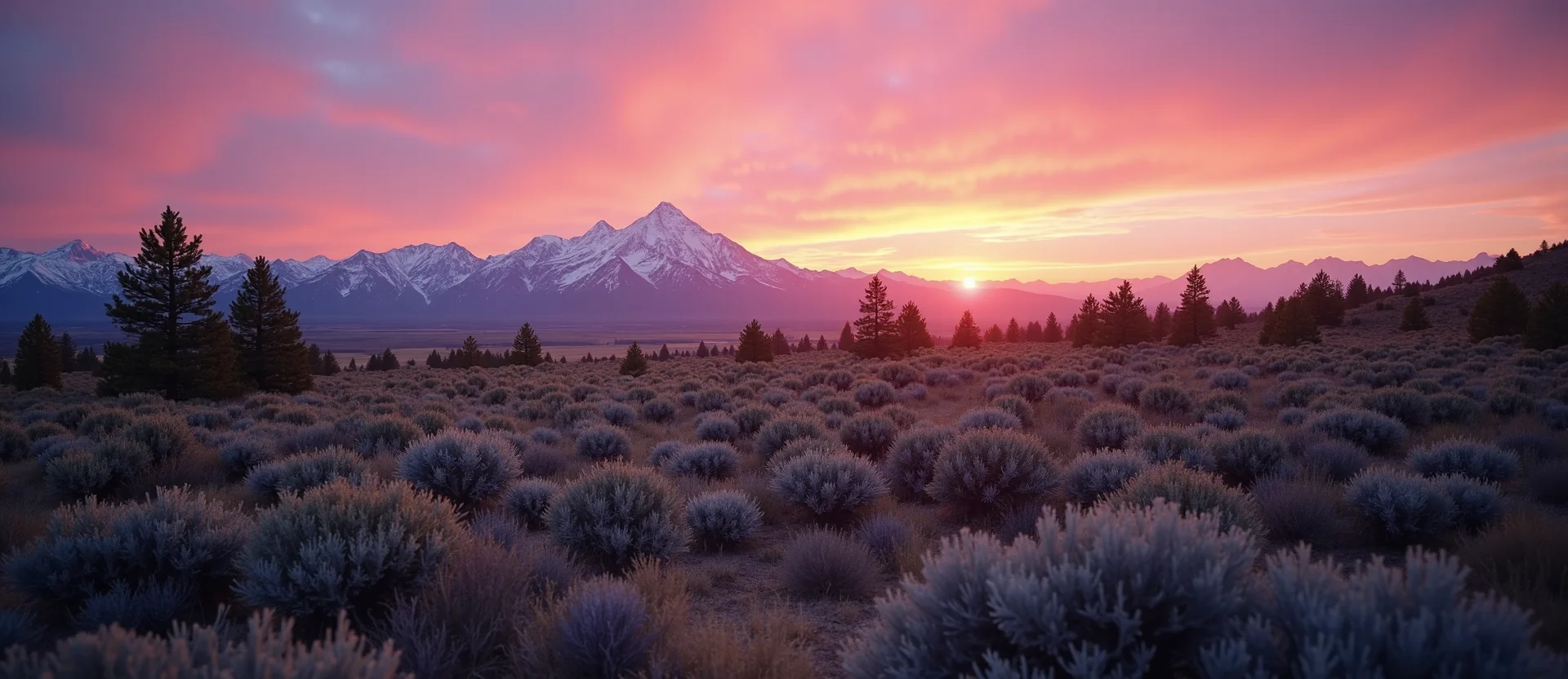 Symbolizing Stability/Peak: A local Sagebrush (Artemisia tridentata) distant Sierra horizon. - AI Generated