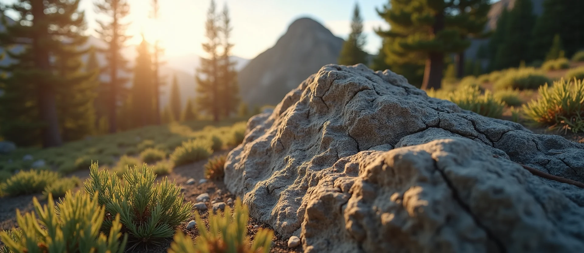 Symbolizing Stability/Peak: A local Sagebrush (Artemisia tridentata) jagged granite peak. - AI Generated