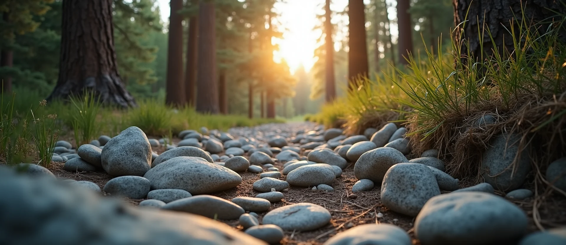 Symbolizing Flow/Cleansing: A local Quaking Aspen smooth Truckee river stones. - AI Generated