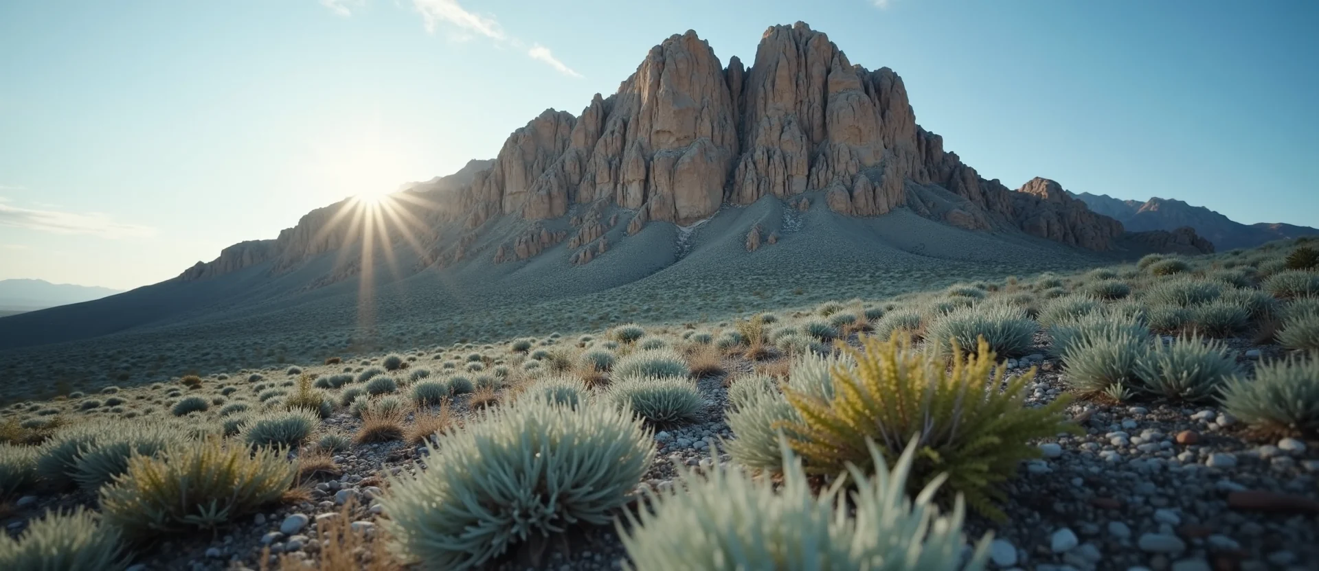 Symbolizing Stability/Peak: A local Sagebrush (Artemisia tridentata) jagged granite peak. - AI Generated