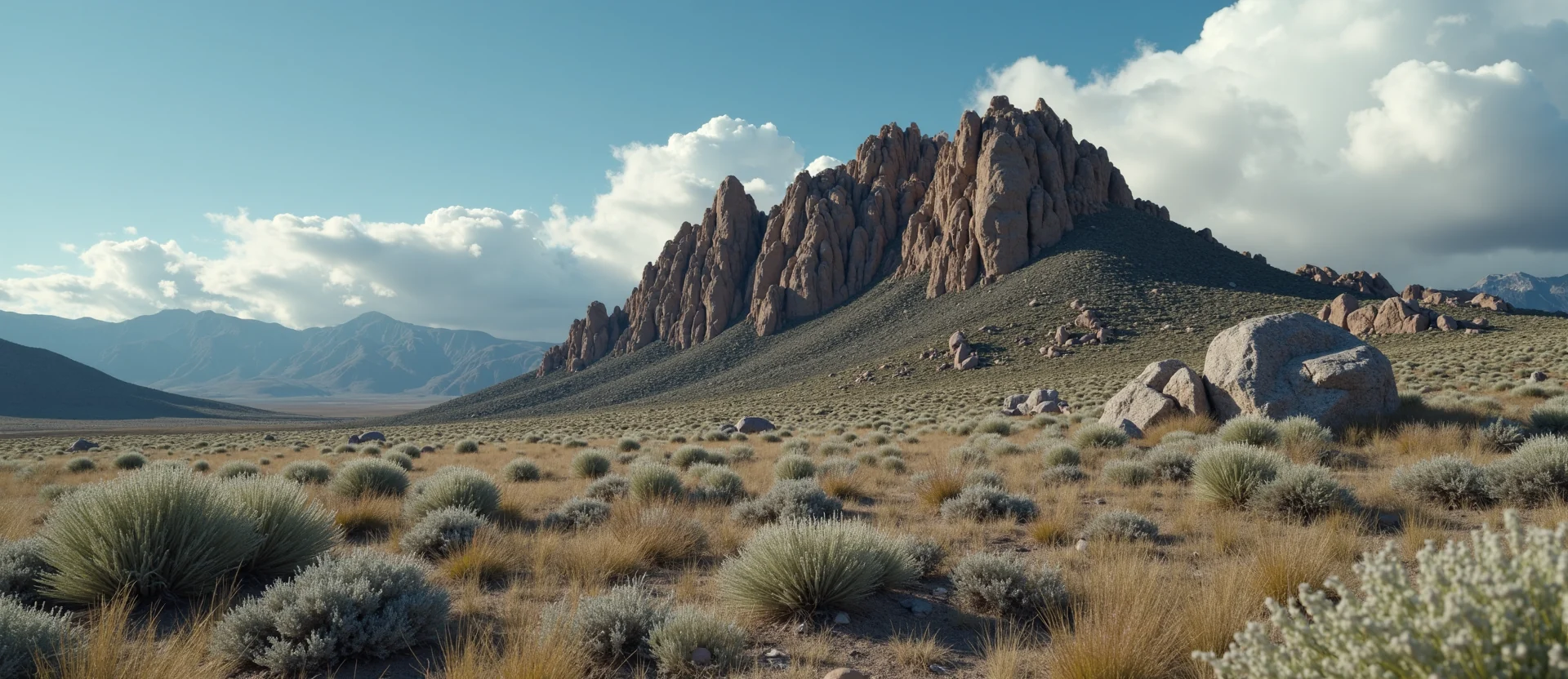 Symbolizing Stability/Peak: A local Sagebrush (Artemisia tridentata) solid mountain ridge. - AI Generated