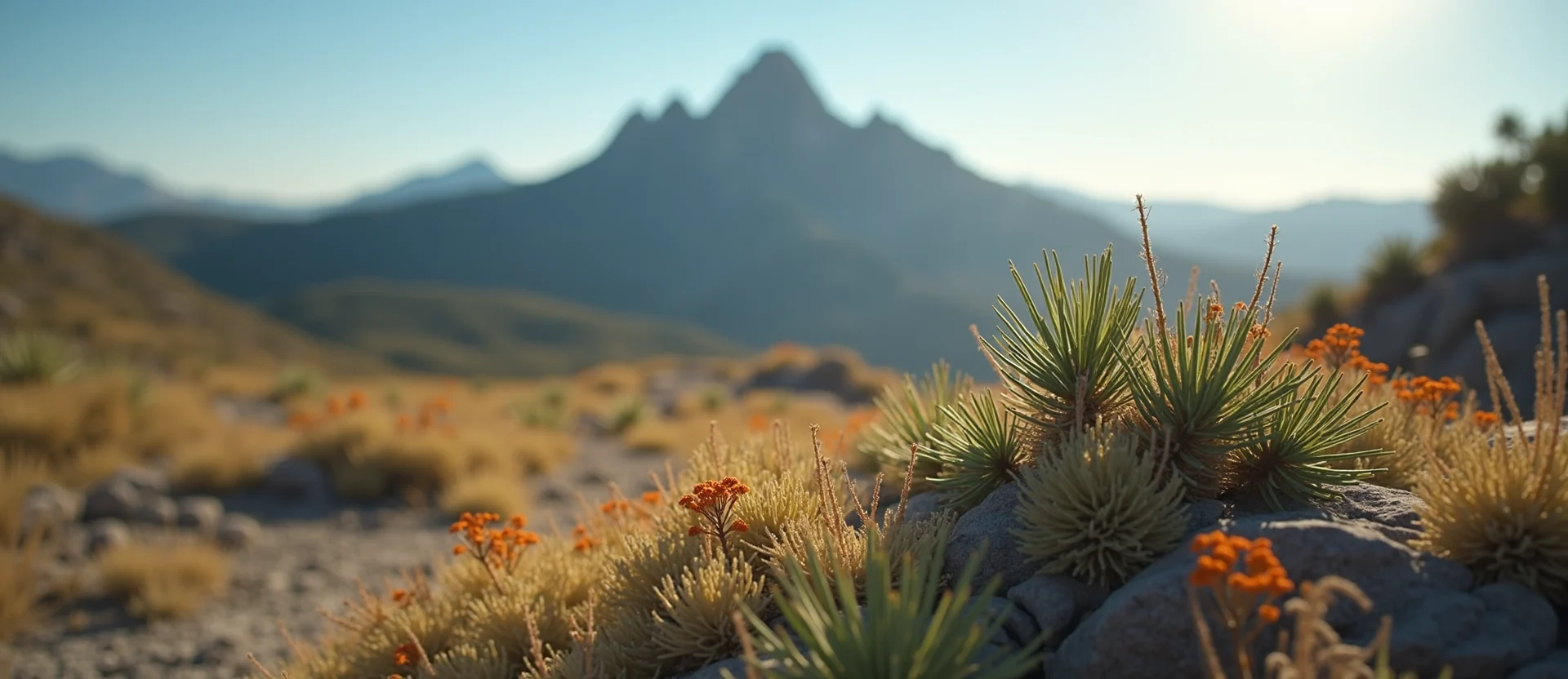 Symbolizing Stability/Peak: A local Indian Paintbrush jagged granite peak. - AI Generated