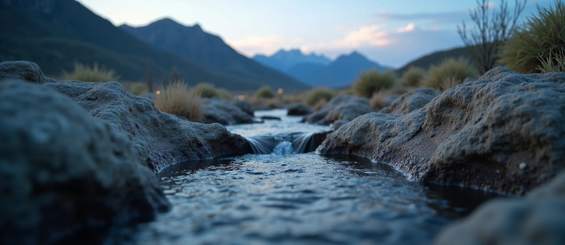 Symbolizing Flow/Cleansing: A local Rabbitbrush hidden small waterfall. - AI Generated