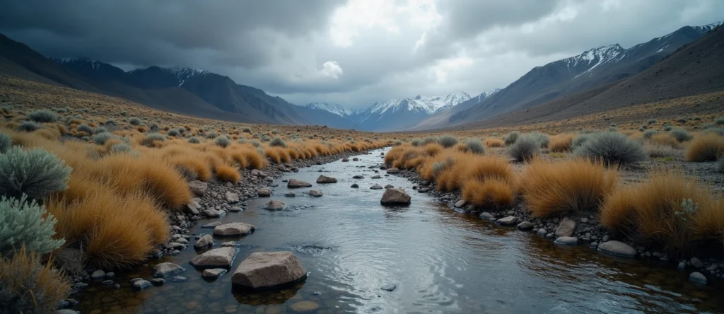 Symbolizing Flow/Cleansing: A local Bitterbrush clear cold snowmelt stream. - AI Generated