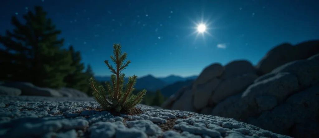 Symbolizing Growth/Resilience: A local Ponderosa Pine new branch reaching for the sky. - AI Generated