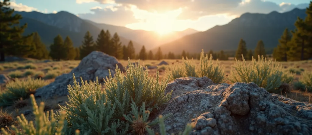 Symbolizing Identity/Local: A local Sagebrush (Artemisia tridentata) Sierra Nevada skyline. - AI Generated