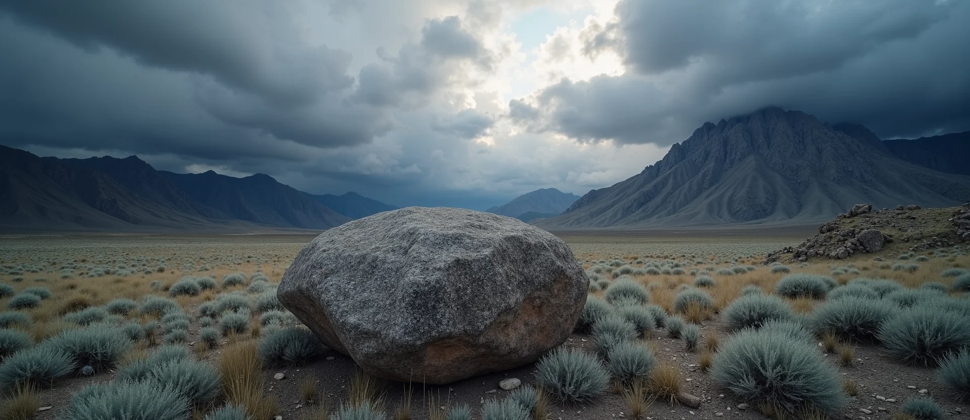 Symbolizing Stability/Peak: A local Mountain Mahogany unshakable boulder. - AI Generated