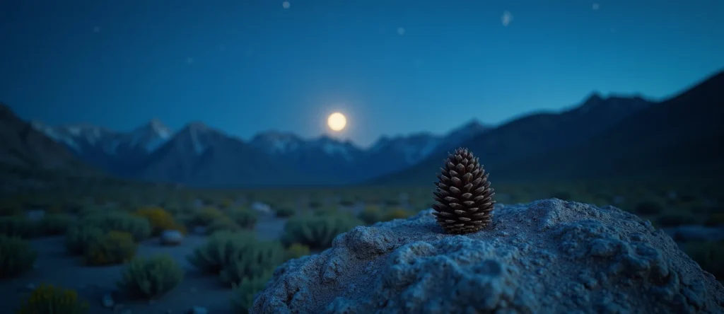 Symbolizing Seed/New Beginning: A local Indian Paintbrush opening pine cone. - AI Generated