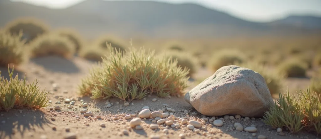 Symbolizing Stability/Peak: A local Rabbitbrush unshakable boulder. - AI Generated