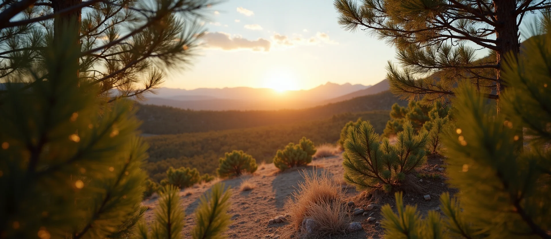 Symbolizing Stability/Peak: A local Manzanita distant Sierra horizon. - AI Generated