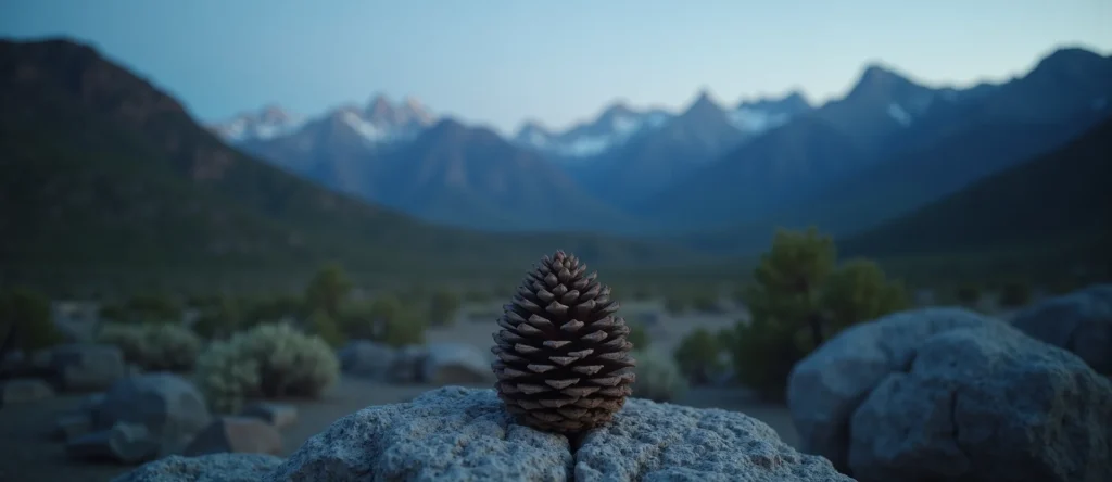 Symbolizing Seed/New Beginning: A local Desert Peach opening pine cone. - AI Generated