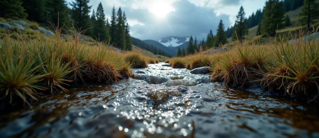 Symbolizing Flow/Cleansing: A local Desert Peach babbling mountain creek. - AI Generated