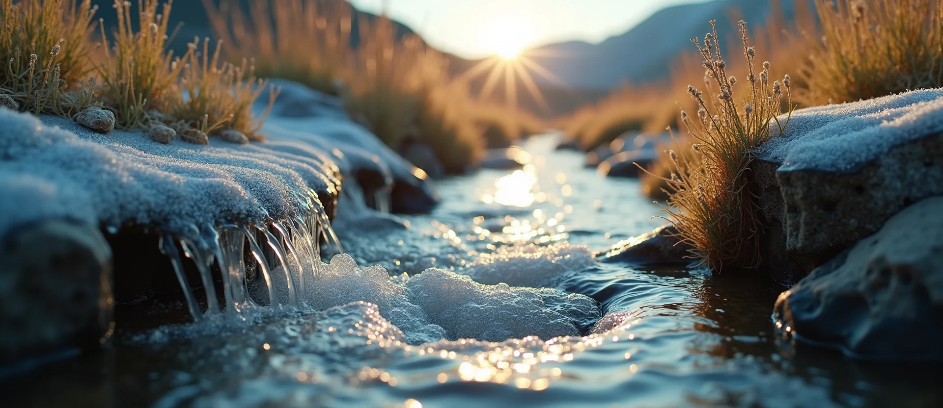 Symbolizing Flow/Cleansing: A local Rabbitbrush babbling mountain creek. - AI Generated