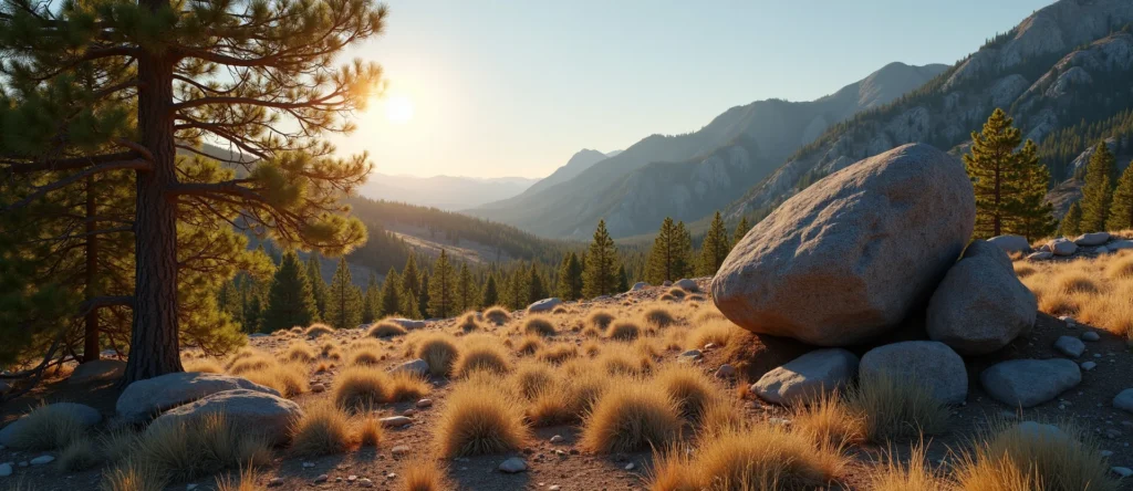 Symbolizing Stability/Peak: A local Ponderosa Pine unshakable boulder. - AI Generated