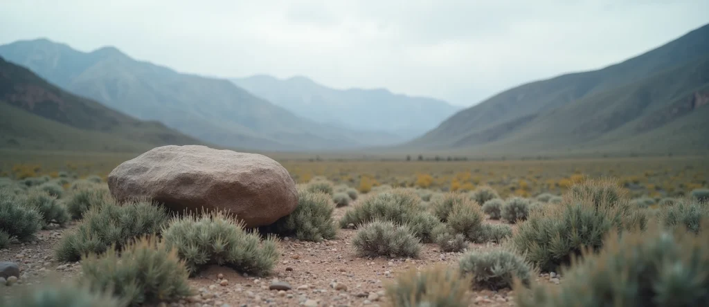 Symbolizing Stability/Peak: A local Desert Peach unshakable boulder. - AI Generated