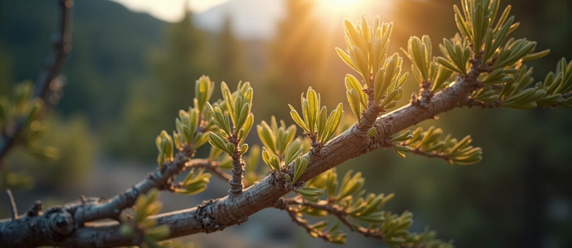 Symbolizing Growth/Resilience: A local Bitterbrush new branch reaching for the sky. - AI Generated