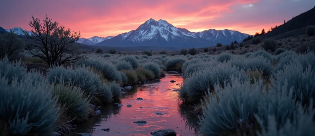 Symbolizing Flow/Cleansing: A local Rabbitbrush babbling mountain creek. - AI Generated