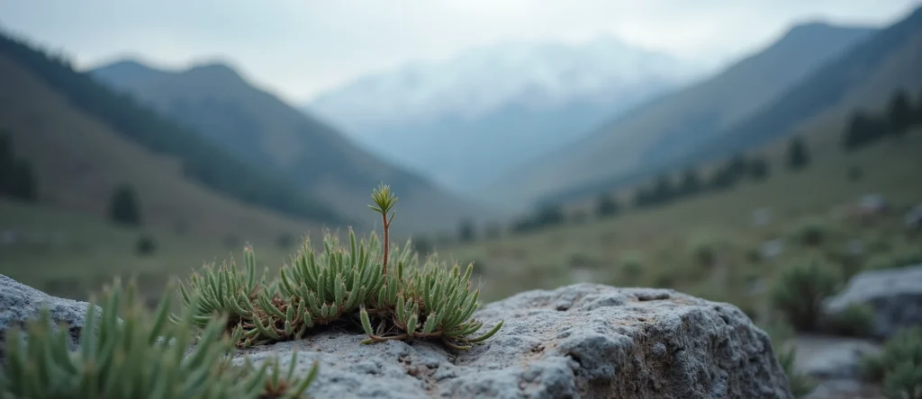 Symbolizing Seed/New Beginning: A local Mountain Mahogany sprouting sagebrush seedling. - AI Generated