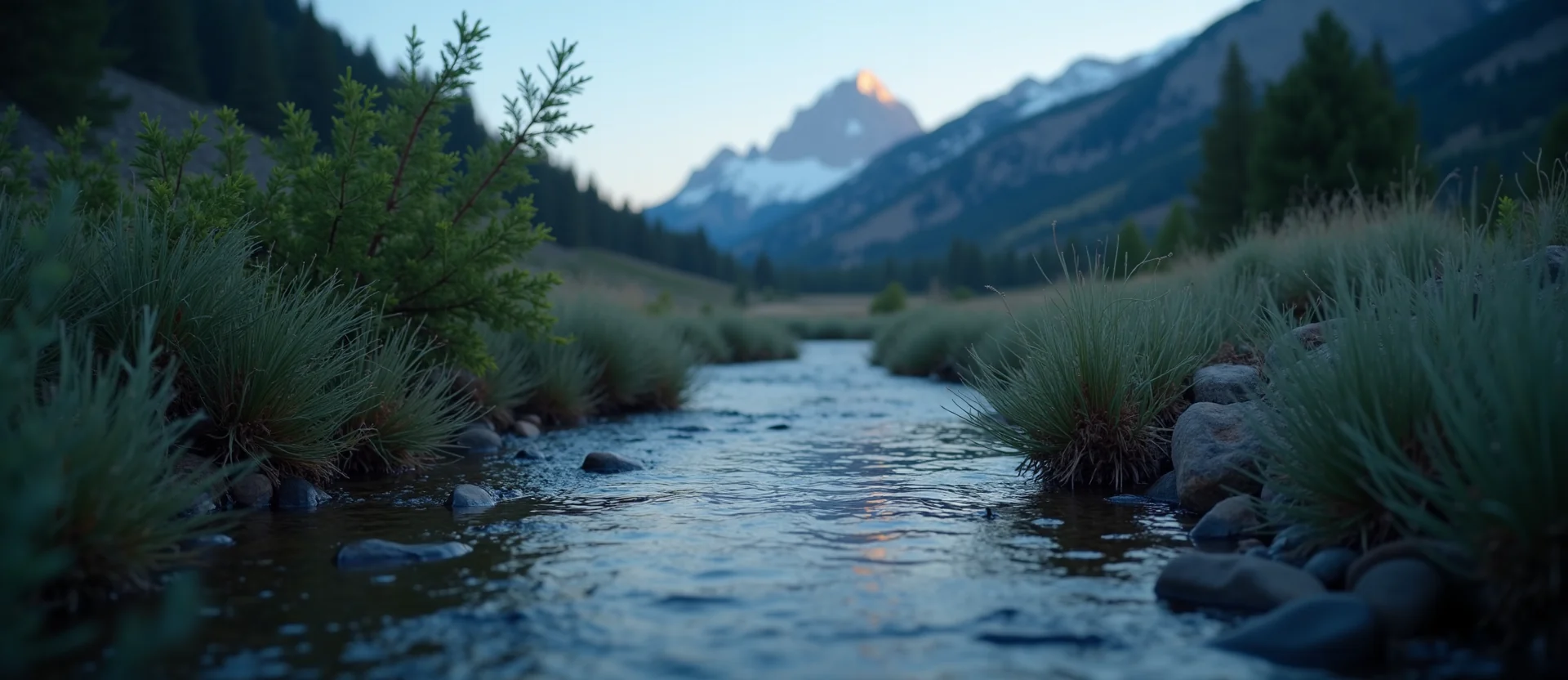 Symbolizing Flow/Cleansing: A local Desert Peach clear cold snowmelt stream. - AI Generated