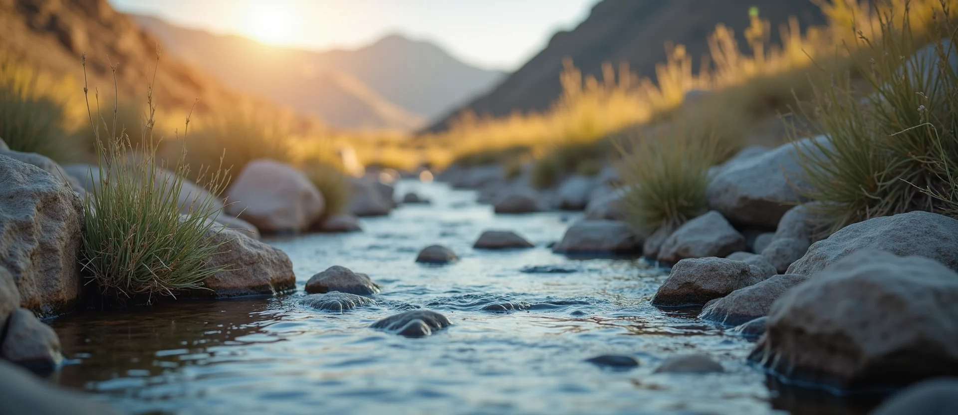 Symbolizing Flow/Cleansing: A local Desert Peach clear cold snowmelt stream. - AI Generated