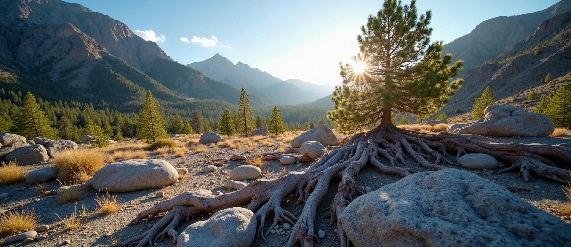 Symbolizing Growth/Resilience: A local Ponderosa Pine gnarled juniper roots. - AI Generated