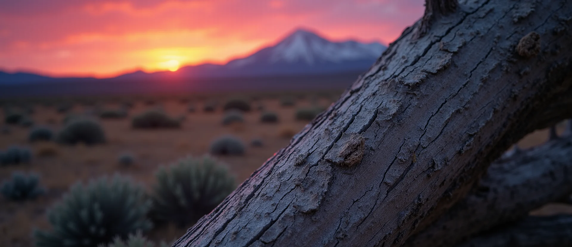 Symbolizing Growth/Resilience: A local Rabbitbrush sturdy weathered tree trunk. - AI Generated
