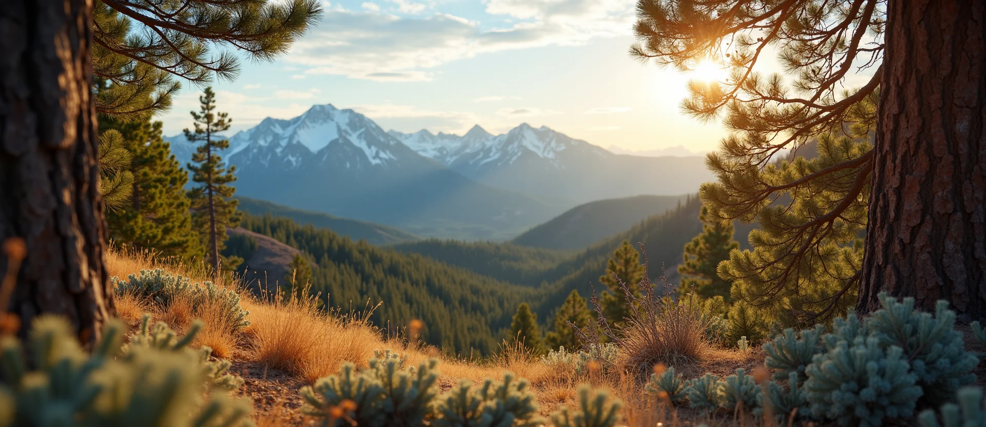 Symbolizing Identity/Local: A local Rabbitbrush Sierra Nevada skyline. - AI Generated