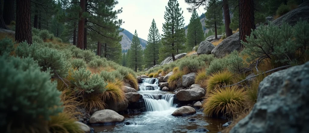 Symbolizing Flow/Cleansing: A local Quaking Aspen hidden small waterfall. - AI Generated