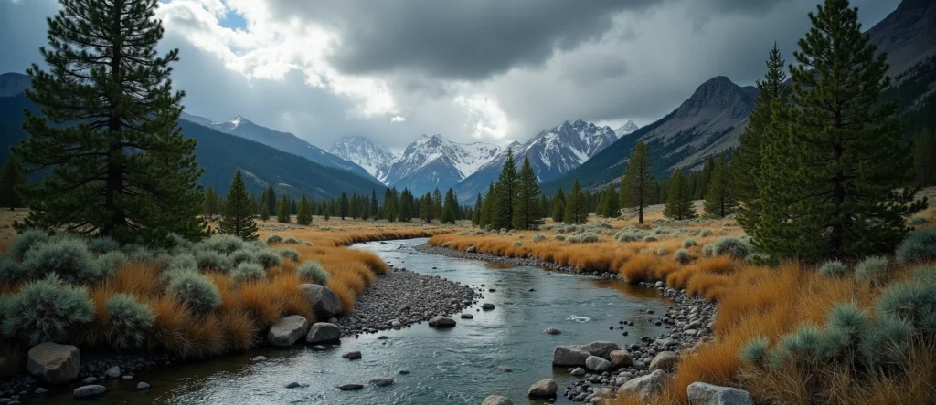 Symbolizing Flow/Cleansing: A local Sierra Juniper clear cold snowmelt stream. - AI Generated