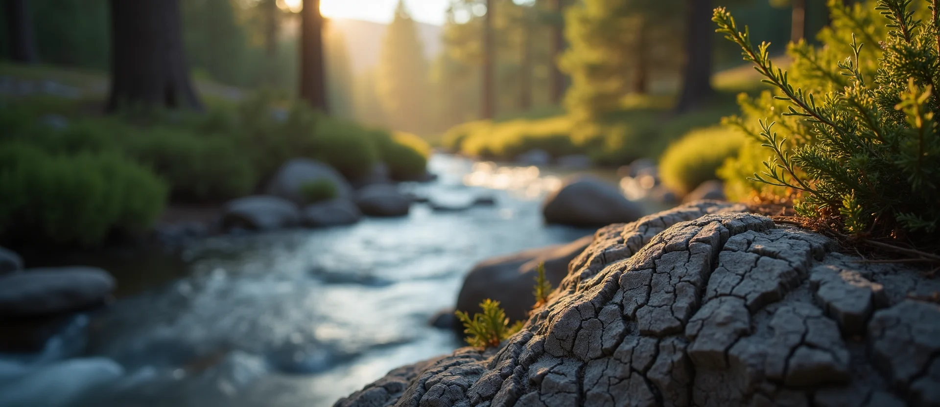 Symbolizing Flow/Cleansing: A local Mountain Mahogany babbling mountain creek. - AI Generated