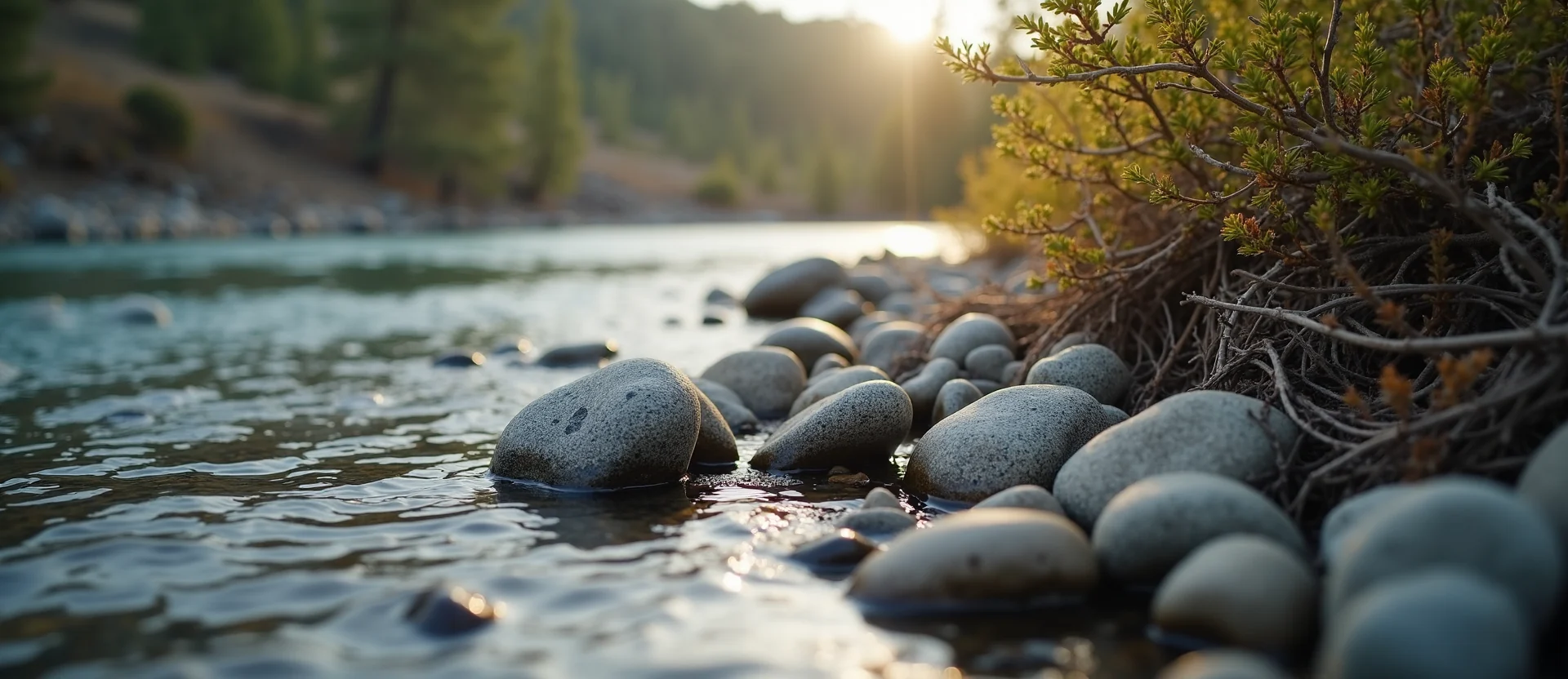 Symbolizing Flow/Cleansing: A local Manzanita smooth Truckee river stones. - AI Generated