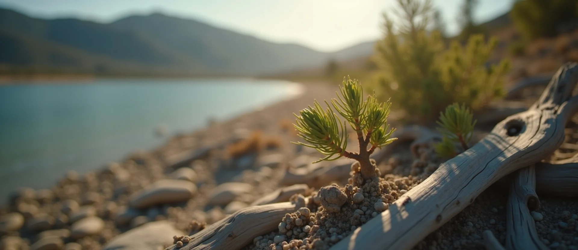 Symbolizing Seed/New Beginning: A local Sierra Juniper new green bud on a branch. - AI Generated
