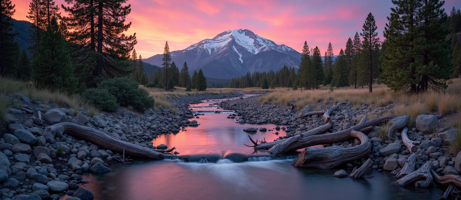 Symbolizing Flow/Cleansing: A local Ponderosa Pine hidden small waterfall. - AI Generated