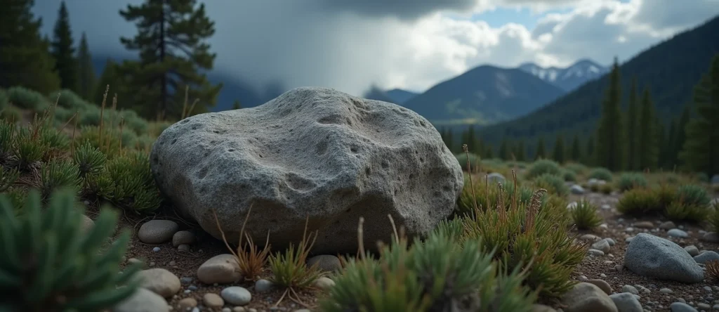 Symbolizing Stability/Peak: A local Mountain Mahogany unshakable boulder. - AI Generated