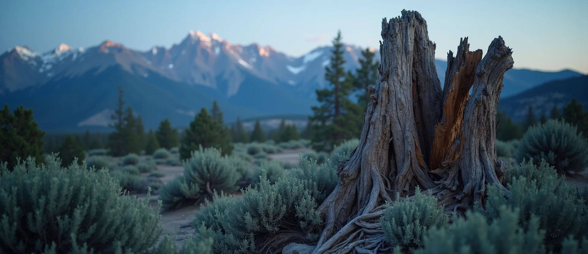 Symbolizing Growth/Resilience: A local Bitterbrush sturdy weathered tree trunk. - AI Generated